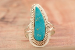 Genuine Kingman Turquoise Sterling Silver Navajo Ring